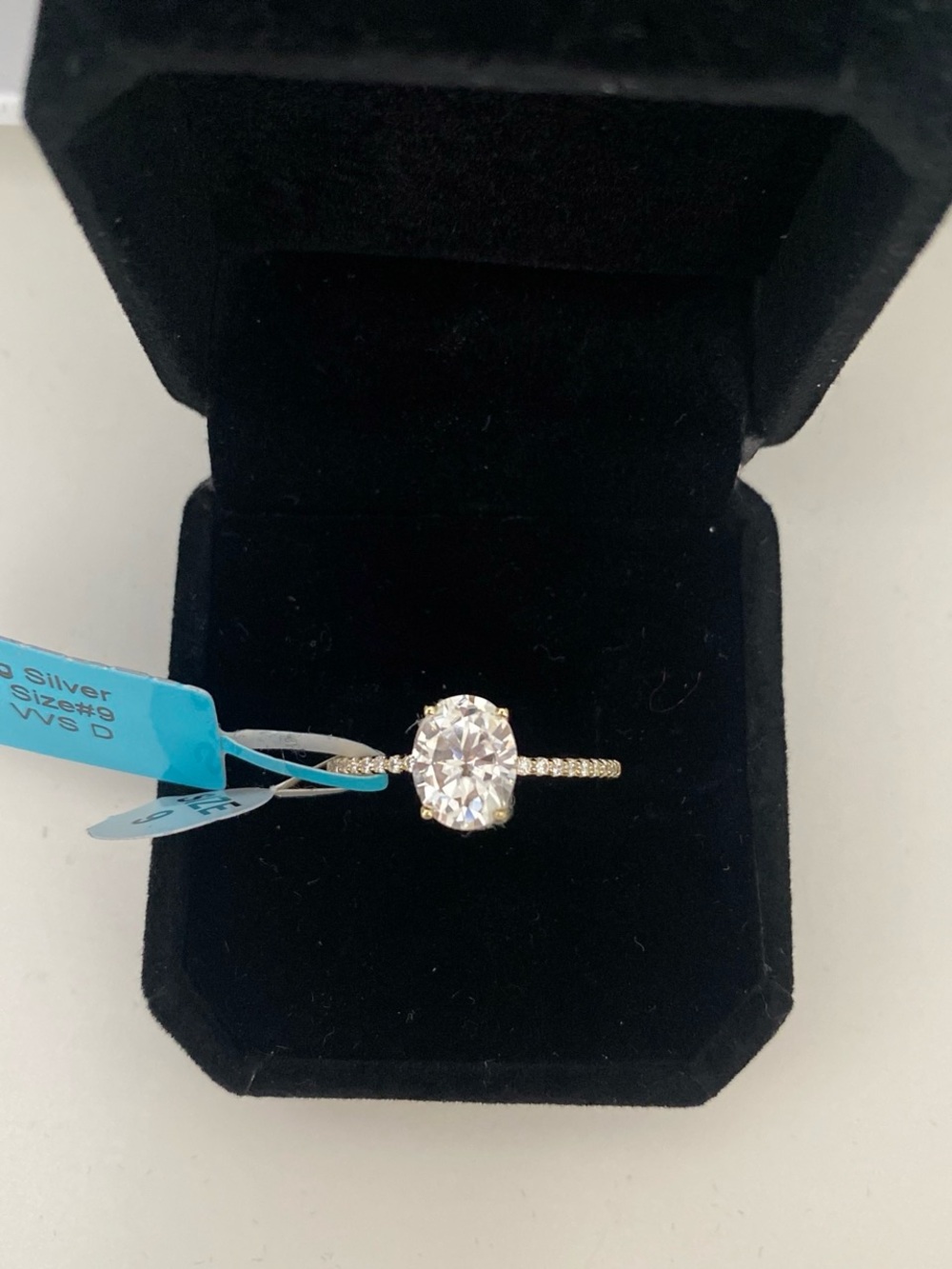 2 Carat Oval Cut Gold Over Silver Moissanite Ring